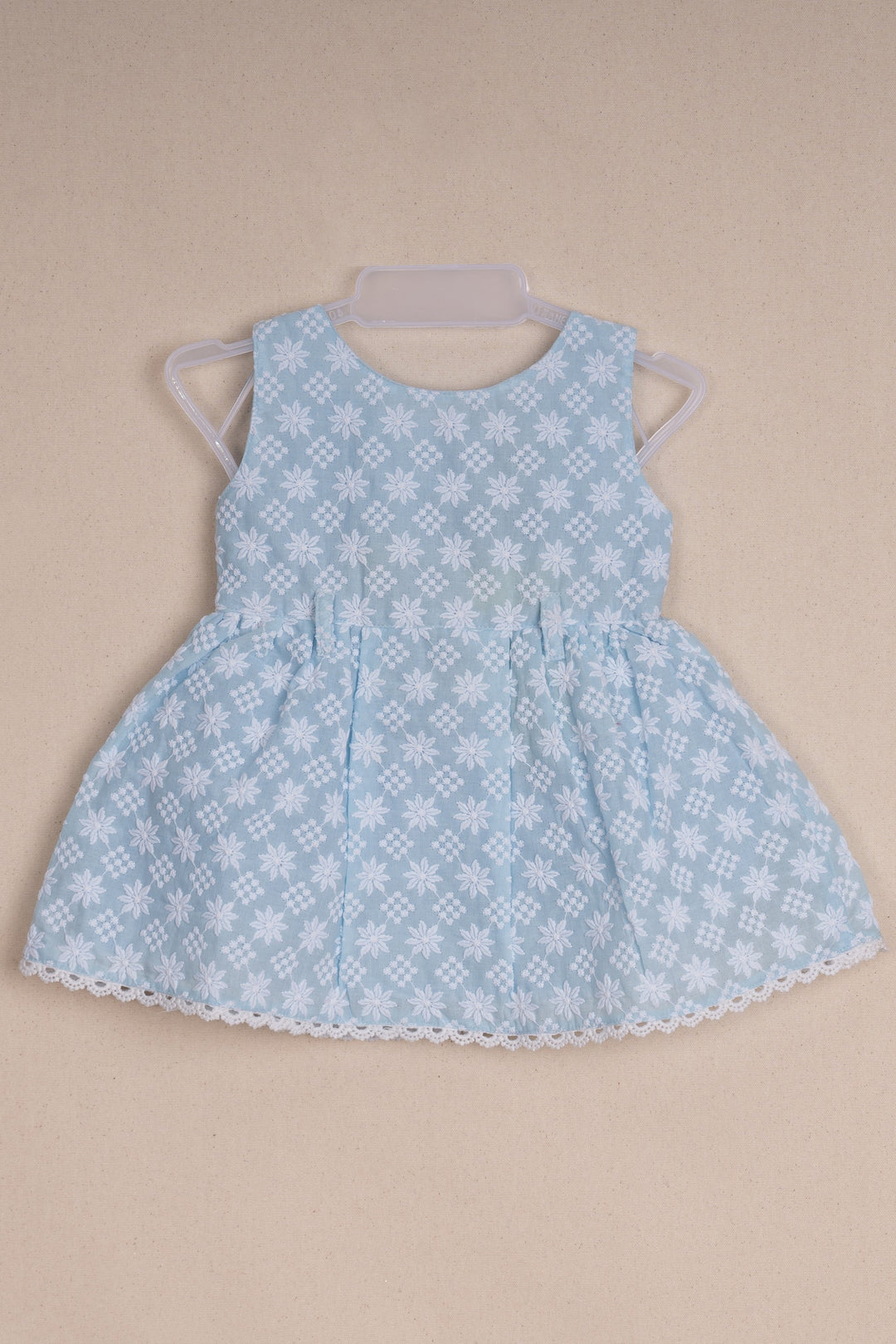 The Nesavu Baby Cotton Frocks Attractive Floral Embroidered Blue Casual Frock For Baby Girls Nesavu 14 (6M) / Blue / Georgette BFJ400A-14 Premium Dress For Girls | Trendy Kids Frock Collection | The Nesavu
