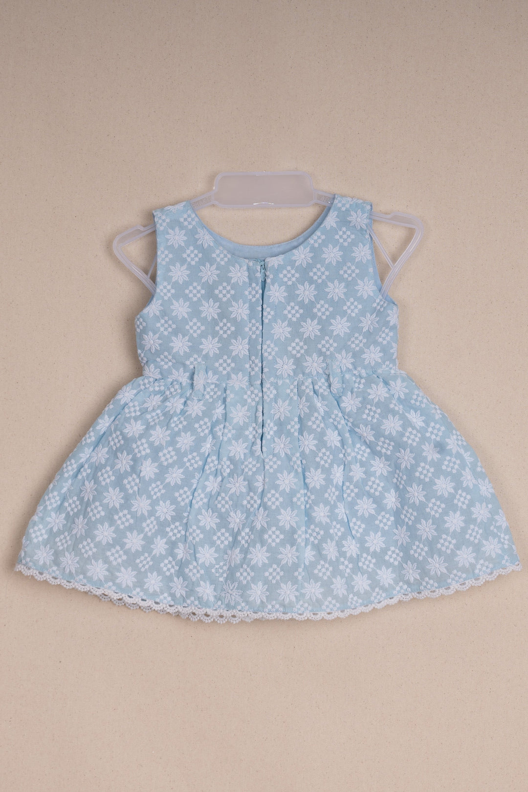 The Nesavu Baby Cotton Frocks Attractive Floral Embroidered Blue Casual Frock For Baby Girls Nesavu Premium Dress For Girls | Trendy Kids Frock Collection | The Nesavu