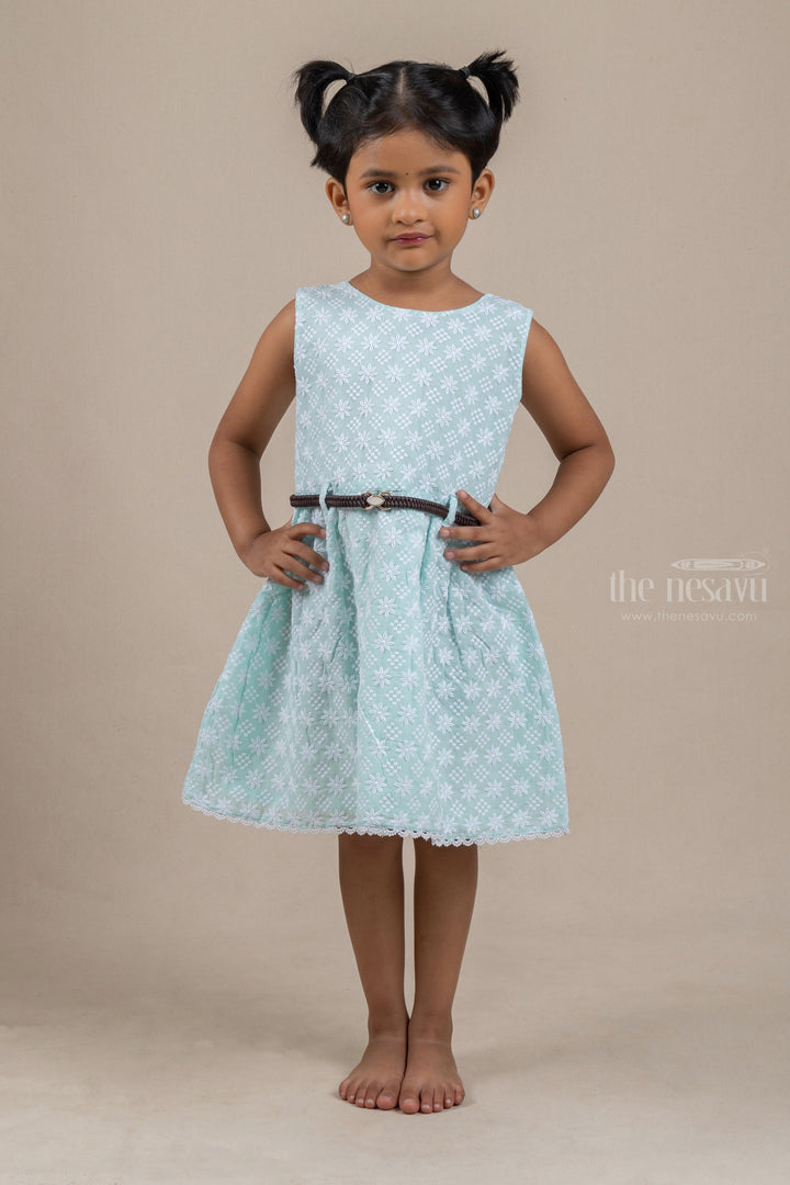 The Nesavu Baby Frock / Jhabla Attractive Floral Embroidered Green Casual Frock For Baby Girls psr silks Nesavu 14 (6M) / Green BFJ400B