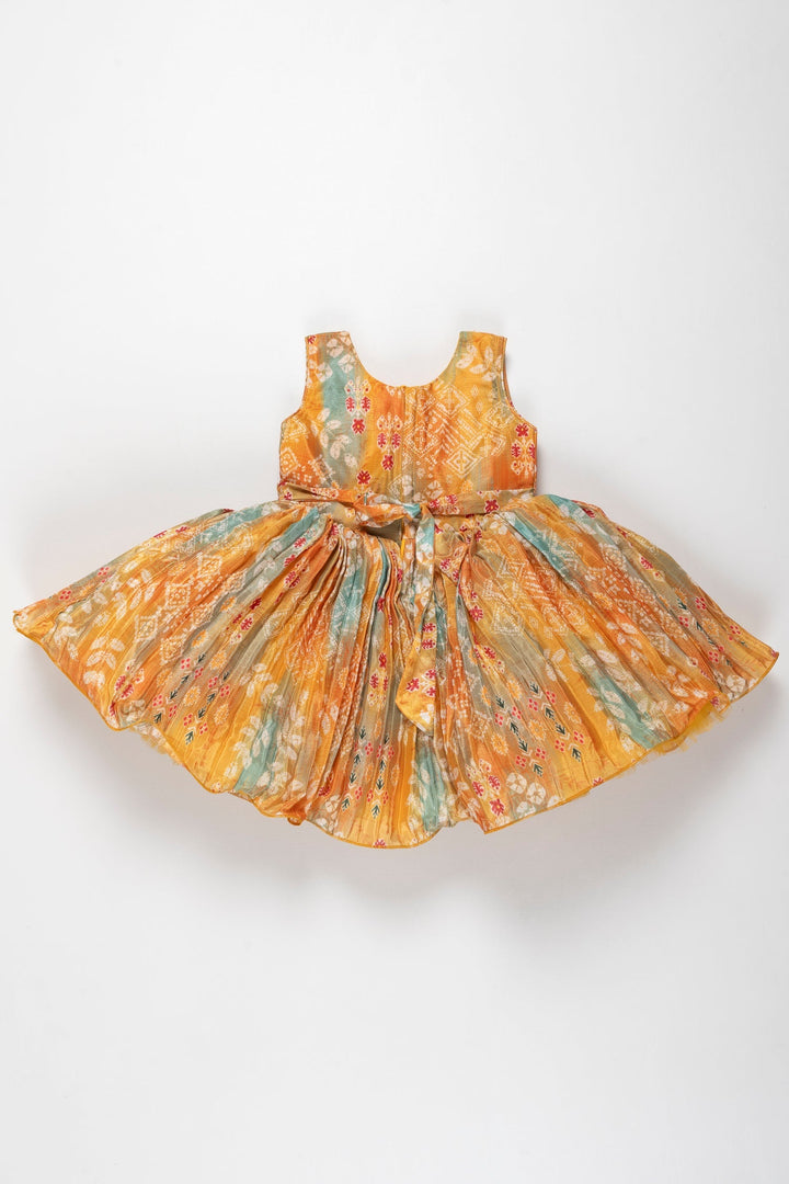 The Nesavu Silk Party Frock Autumnal Elegance: Girls Multicolor Pattu Silk Party Frock with Traditional Motifs Nesavu Shop Girls Designer Multicolor Pattu Silk Frocks | Traditional Party Wear | The Nesavu