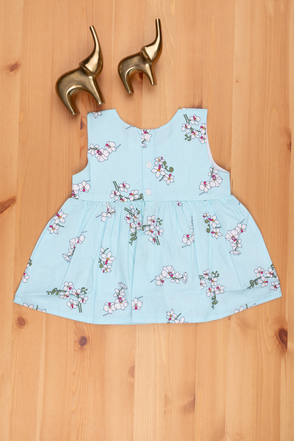 The Nesavu Baby Cotton Frocks Azure Blossom Gorgeous Floral Designer Frock for Baby Girls - Trendy & Stylish Nesavu Party Wear Dress For Babys | Baby Dress Online | The Nesavu