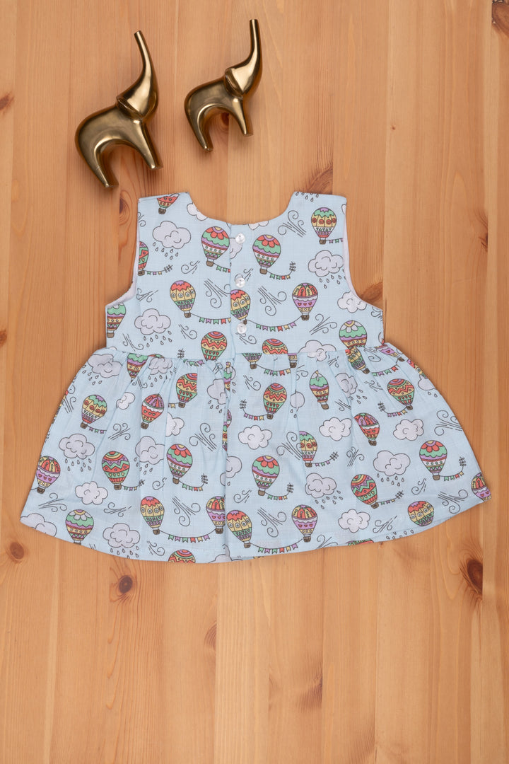 The Nesavu Baby Frock / Jhabla Azure Dreams: Blue Parachute Print Dress for Babies Nesavu Atractive Printed Casual Frock For Baby Girls | New Born Baby Dress Online | The Nesavu