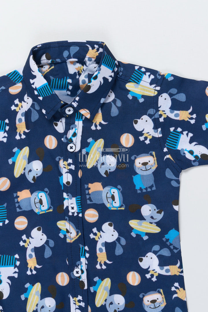 The Nesavu Boys Casual Set Baby Boy Casual Cotton Set with Digital Printed Shirt and Shorts Nesavu Nesavu baby boy digital print cotton casual set with shirt and shorts for daily wear