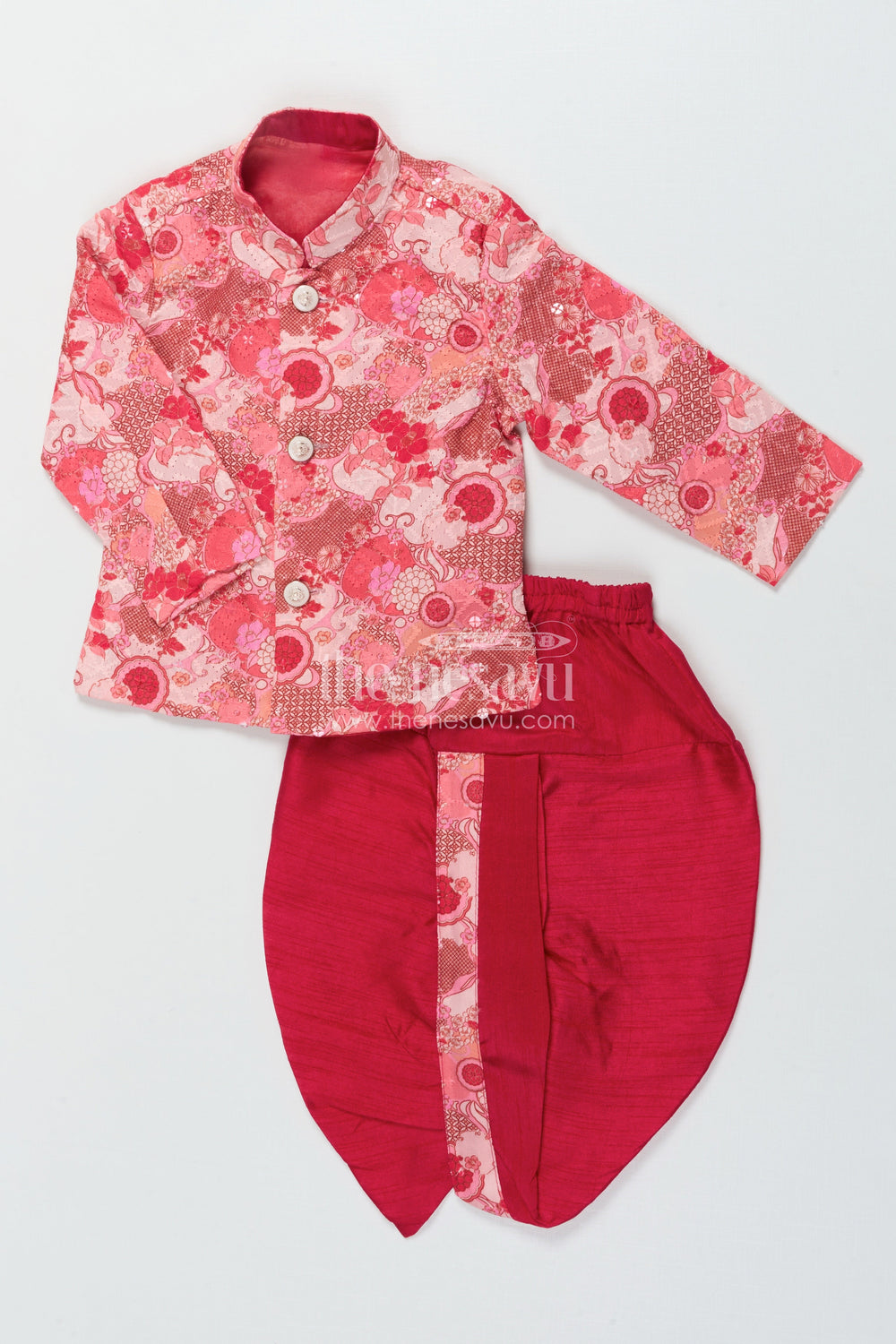 The Nesavu Boys Dothi Set Baby Boy Dhoti Kurta for Weddings and Naming Ceremony Nesavu Nesavu baby boy dhoti kurta set for festive occasions and traditional ceremonies