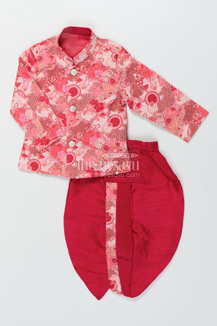 The Nesavu Boys Dothi Set Baby Boy Dhoti Kurta for Weddings and Naming Ceremony Nesavu Nesavu baby boy dhoti kurta set for festive occasions and traditional ceremonies