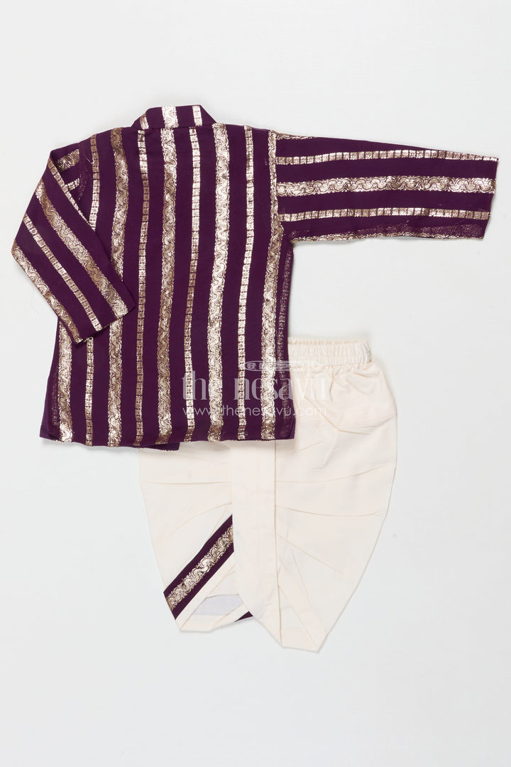 The Nesavu Boys Dothi Set Baby Boy Dhoti Kurta Set for Festive Celebrations and Family Poojas Nesavu Nesavu baby boy dhoti kurta in viscose silk for poojas, weddings and festive family gatherings