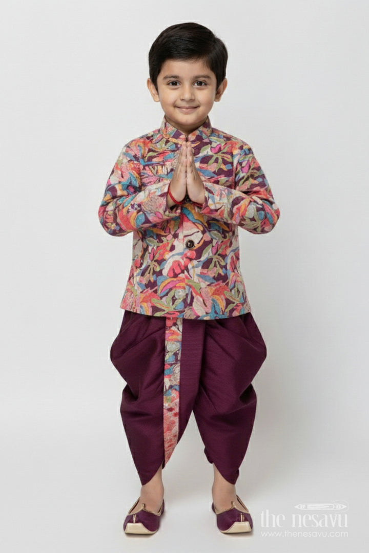 The Nesavu Boys Dothi Set Baby Boy Dhoti Kurta Set for Festive Functions and Cultural Days Nesavu 12 (3M) / Multicolor BES941A-12 Nesavu baby boy dhoti kurta set for festive events and ethnic school functions
