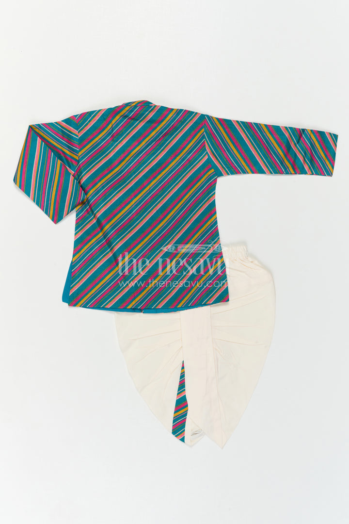 The Nesavu Boys Dothi Set Baby Boy Dhoti Set for Festive Celebrations and Traditional Functions Nesavu Nesavu Baby Boy Dhoti Set For Festive Celebrations With Floral Digital Print Top And Traditional Styling