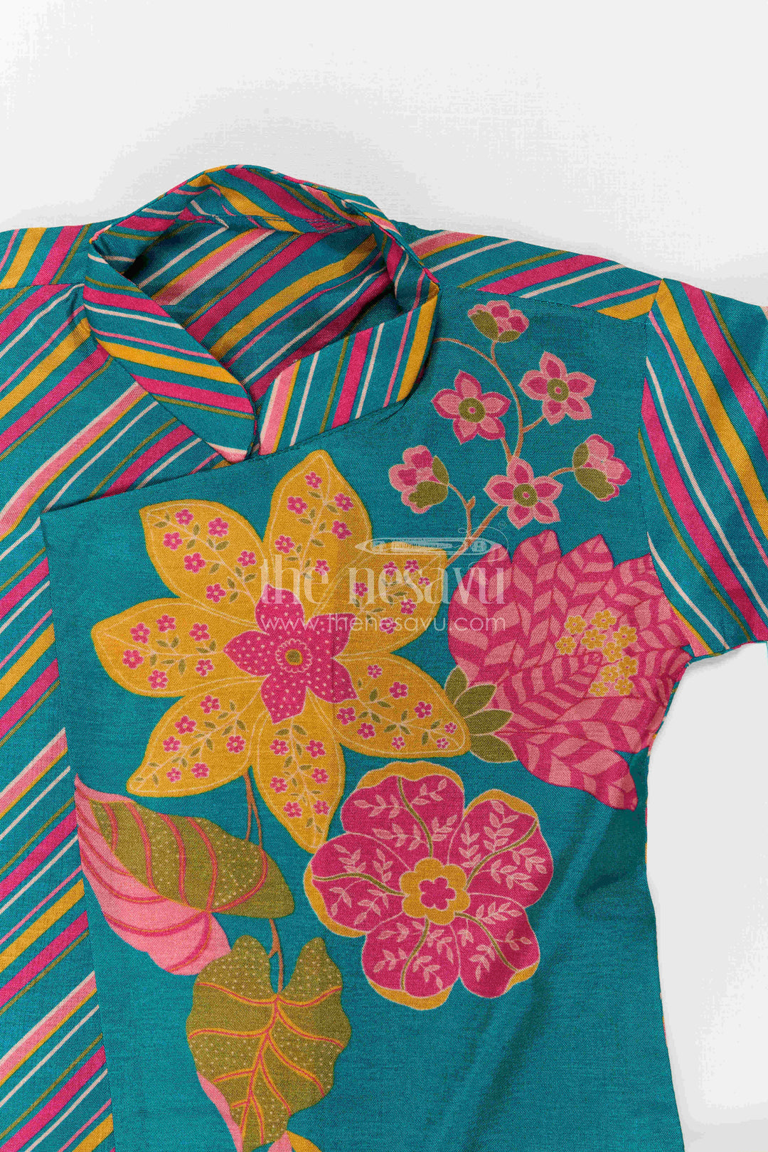 The Nesavu Boys Dothi Set Baby Boy Dhoti Set for Festive Celebrations and Traditional Functions Nesavu Nesavu Baby Boy Dhoti Set For Festive Celebrations With Floral Digital Print Top And Traditional Styling