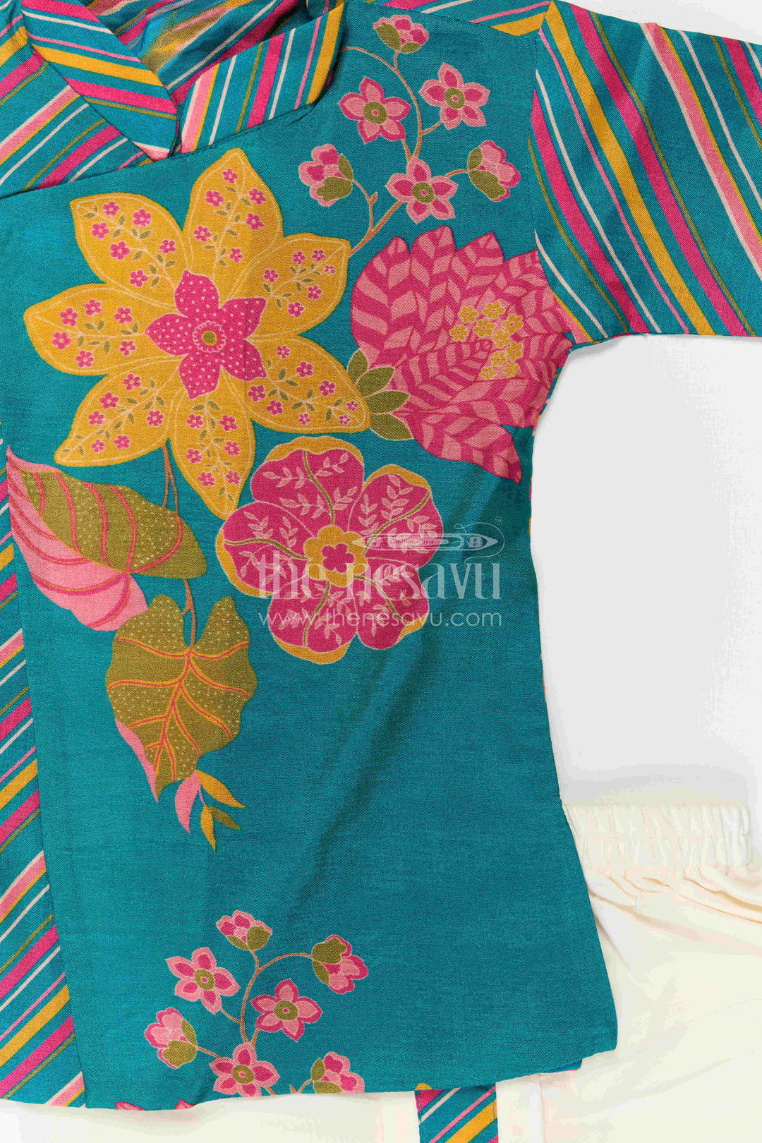The Nesavu Boys Dothi Set Baby Boy Dhoti Set for Festive Celebrations and Traditional Functions Nesavu Nesavu Baby Boy Dhoti Set For Festive Celebrations With Floral Digital Print Top And Traditional Styling