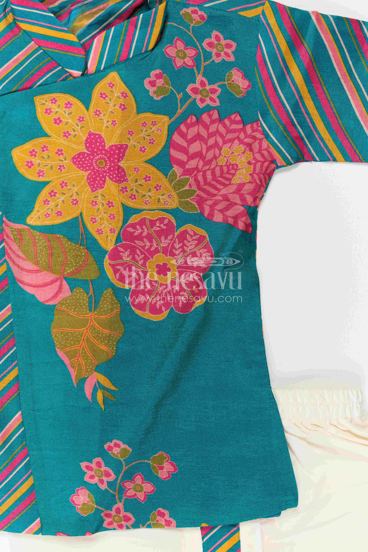The Nesavu Boys Dothi Set Baby Boy Dhoti Set for Festive Celebrations and Traditional Functions Nesavu Nesavu Baby Boy Dhoti Set For Festive Celebrations With Floral Digital Print Top And Traditional Styling