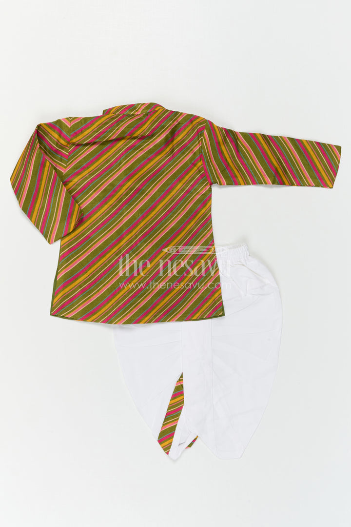 The Nesavu Boys Dothi Set Baby Boy Dhoti Set for Festive Occasions and Traditional Outings Nesavu Nesavu Baby Boy Dhoti Set For Festive Occasions With Digital Print Top And Comfortable Traditional Wear