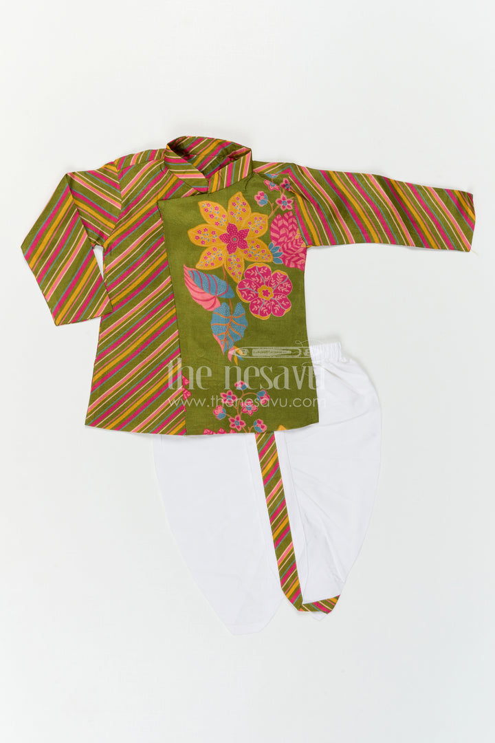 The Nesavu Boys Dothi Set Baby Boy Dhoti Set for Festive Occasions and Traditional Outings Nesavu Nesavu Baby Boy Dhoti Set For Festive Occasions With Digital Print Top And Comfortable Traditional Wear