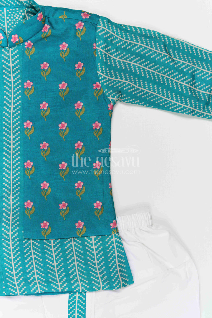 The Nesavu Boys Dothi Set Baby Boy Dhoti Set for Traditional Functions and Festive Wear Nesavu Nesavu Baby Boy Dhoti Set For Festive Wear With Digital Print Top And Comfortable Ethnic Styling