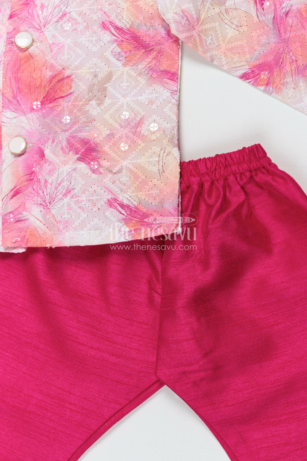 The Nesavu Boys Kurtha Set Baby Boy Kurta Set for Festive Photoshoots and Cultural Outings Nesavu Nesavu baby boy kurta set with digital prints for photoshoots and festive outings