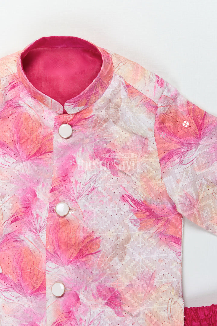 The Nesavu Boys Kurtha Set Baby Boy Kurta Set for Festive Photoshoots and Cultural Outings Nesavu Nesavu baby boy kurta set with digital prints for photoshoots and festive outings