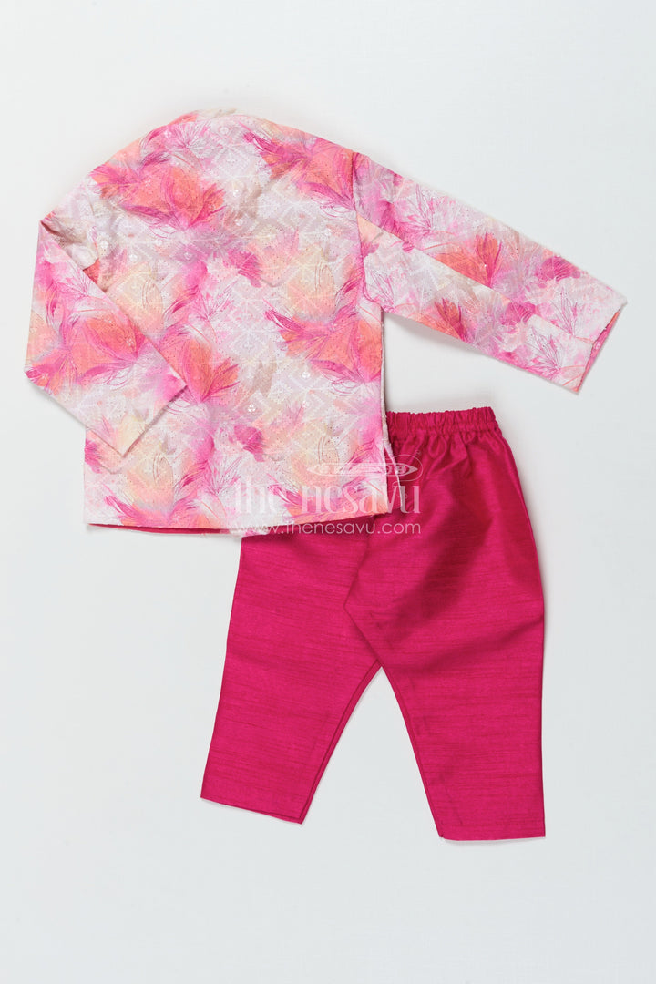 The Nesavu Boys Kurtha Set Baby Boy Kurta Set for Festive Photoshoots and Cultural Outings Nesavu Nesavu baby boy kurta set with digital prints for photoshoots and festive outings