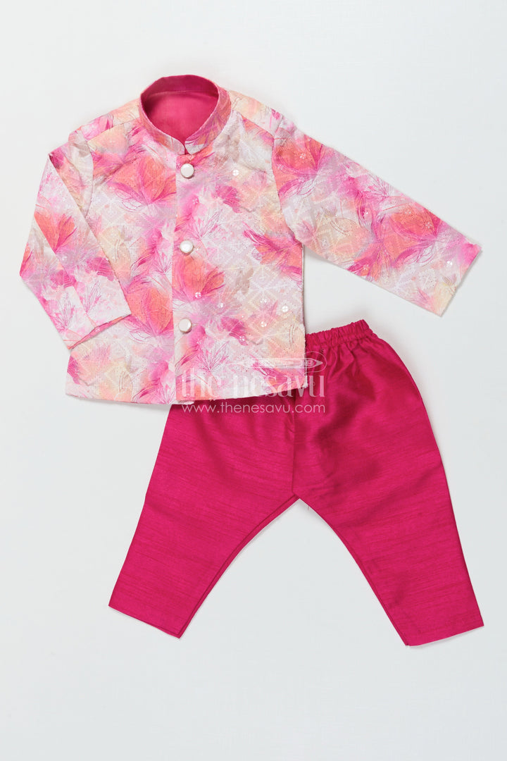 The Nesavu Boys Kurtha Set Baby Boy Kurta Set for Festive Photoshoots and Cultural Outings Nesavu Nesavu baby boy kurta set with digital prints for photoshoots and festive outings