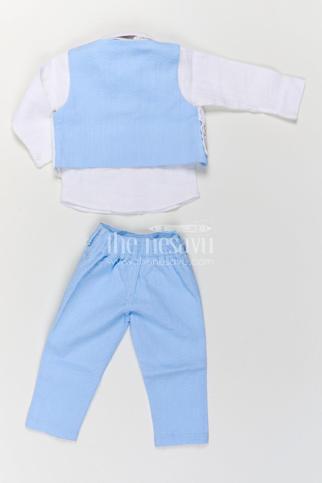The Nesavu Boys Casual Set Baby Boy Outfit for Birthday Parties and Special Occasions Nesavu Nesavu Baby Boy Muslin Cotton Outfit For Birthday Parties With Waistcoat And Pant Set