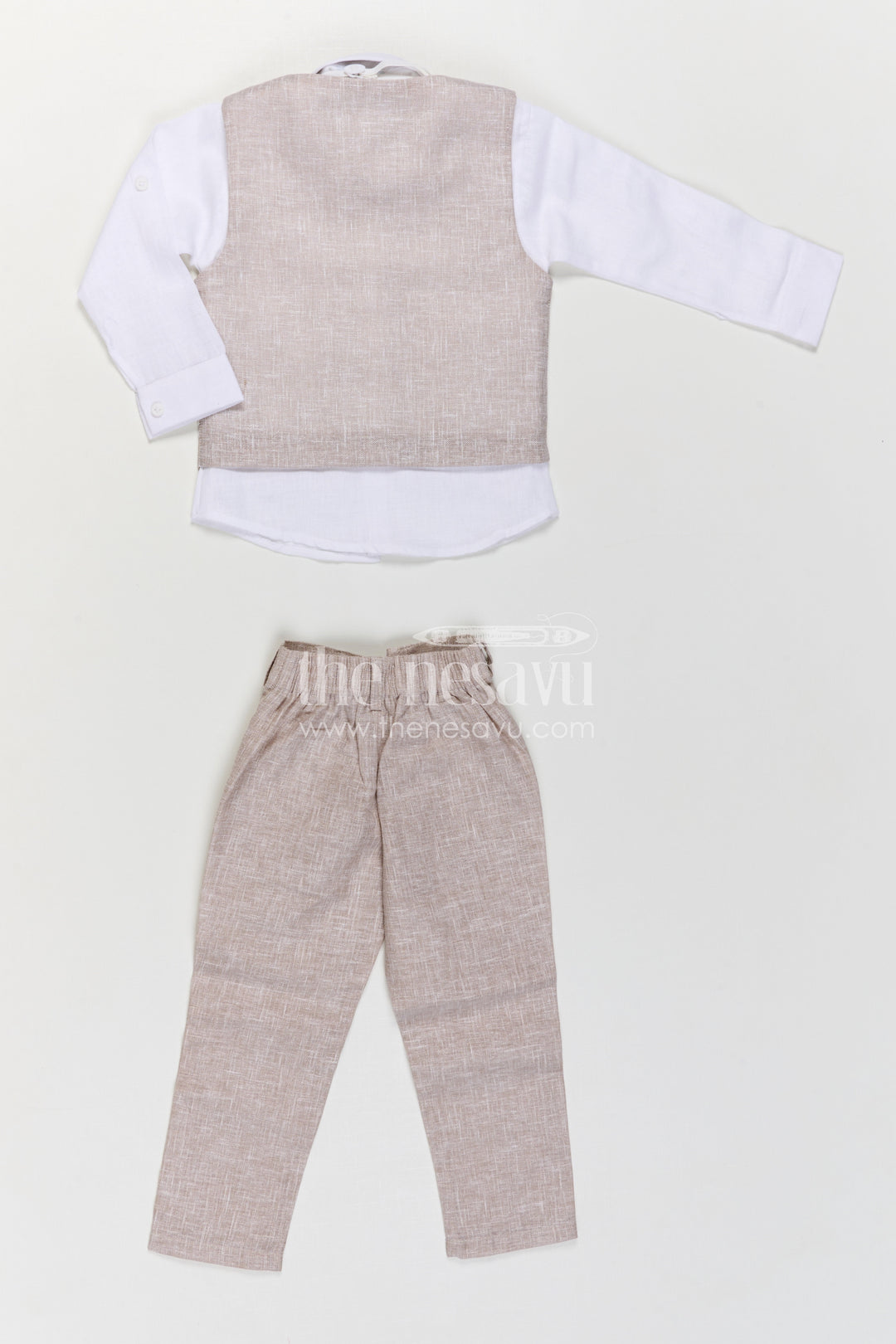 The Nesavu Boys Casual Set Baby Boy Outfit for Weddings and Formal Celebrations Nesavu Nesavu Baby Boy Formal Outfit For Weddings With Cotton Shirt Striped Jacket And Pant Set
