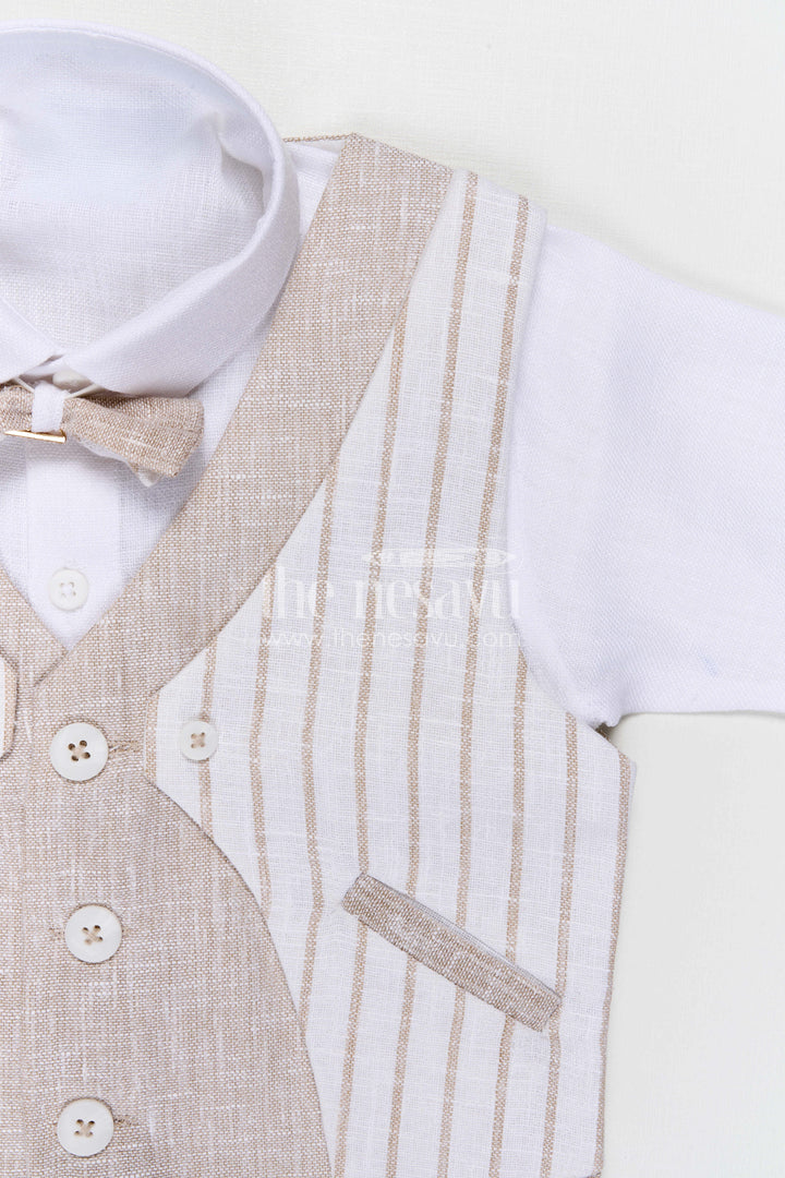 The Nesavu Boys Casual Set Baby Boy Outfit for Weddings and Formal Celebrations Nesavu Nesavu Baby Boy Formal Outfit For Weddings With Cotton Shirt Striped Jacket And Pant Set