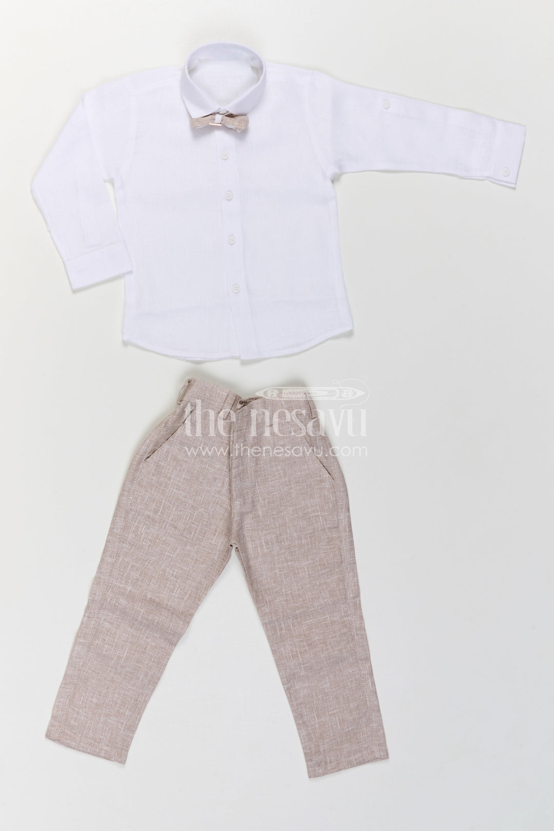 The Nesavu Boys Casual Set Baby Boy Outfit for Weddings and Formal Celebrations Nesavu Nesavu Baby Boy Formal Outfit For Weddings With Cotton Shirt Striped Jacket And Pant Set