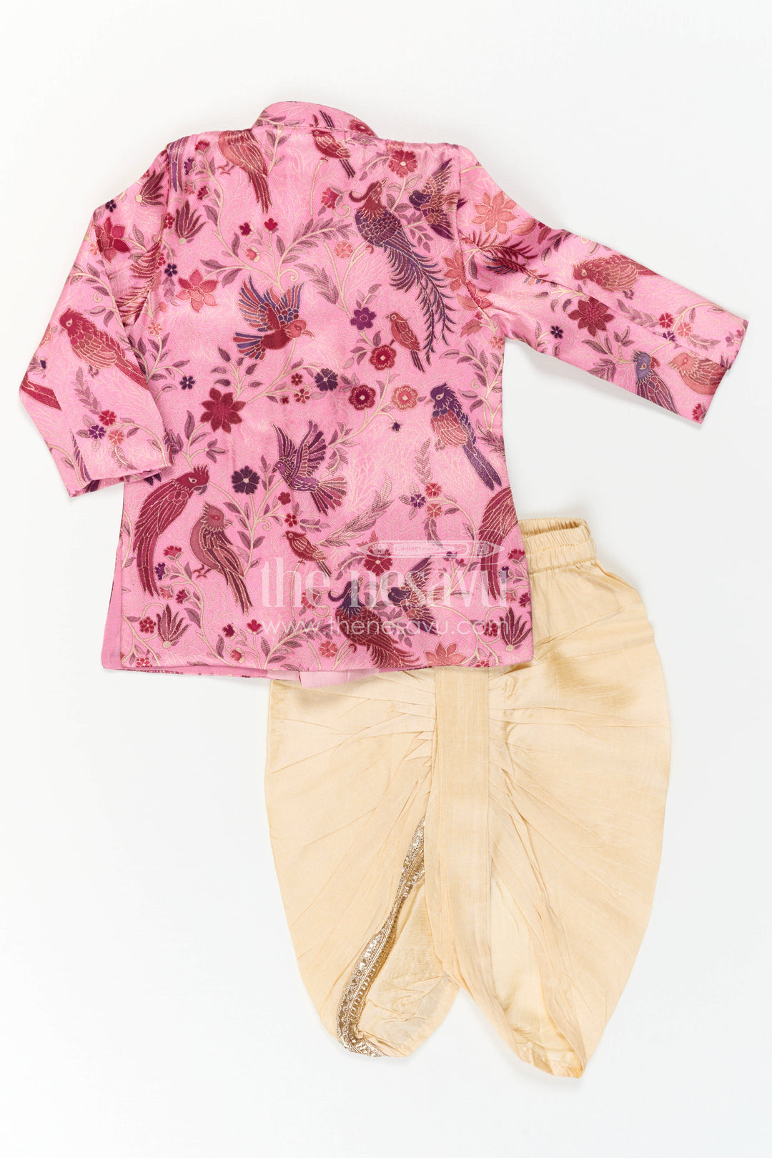 The Nesavu Boys Sherwani Baby Boy Sherwani Set for Festive Weddings and Traditional Celebrations Nesavu Nesavu Baby Boy Sherwani Set With Jacquard Floral Print For Weddings And Festive Celebrations