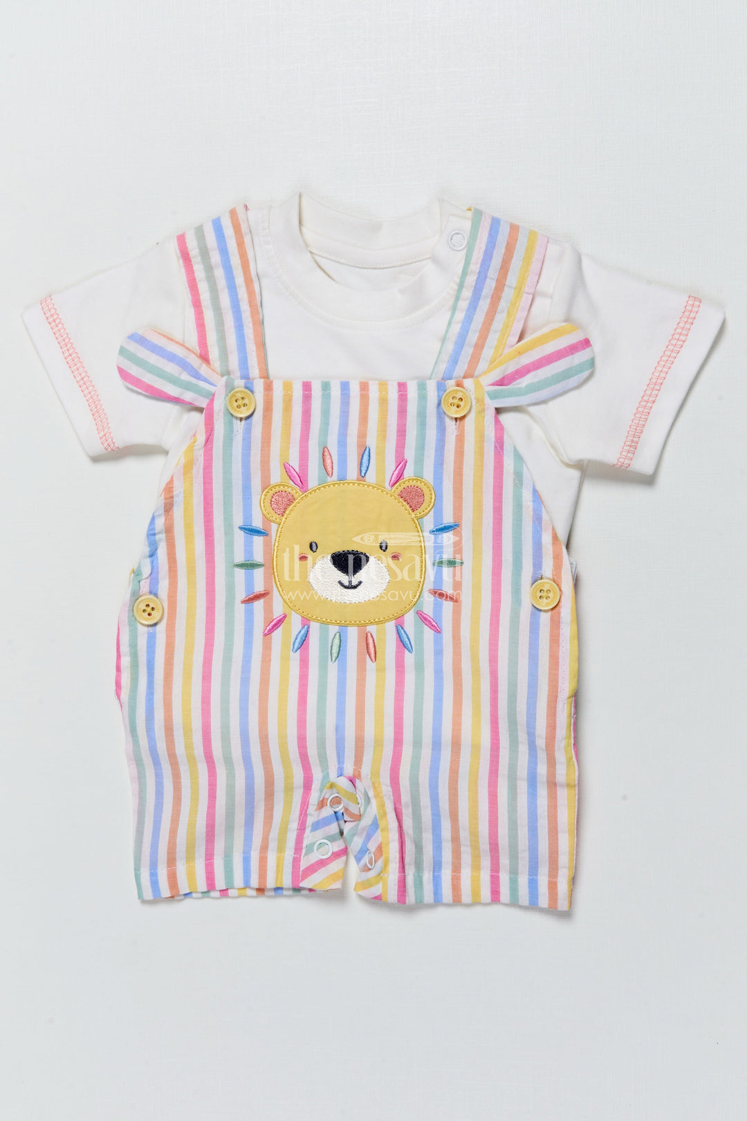 The Nesavu Baby Casual Sets Baby Boy Striped Cotton Set with Lion Patch for Playful Comfort Nesavu Nesavu baby boy striped cotton set lion patch  perfect casual comfort everyday fun