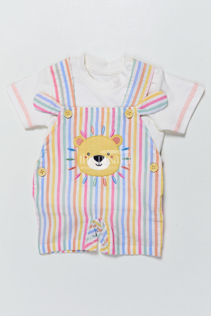 The Nesavu Baby Casual Sets Baby Boy Striped Cotton Set with Lion Patch for Playful Comfort Nesavu Nesavu baby boy striped cotton set lion patch  perfect casual comfort everyday fun