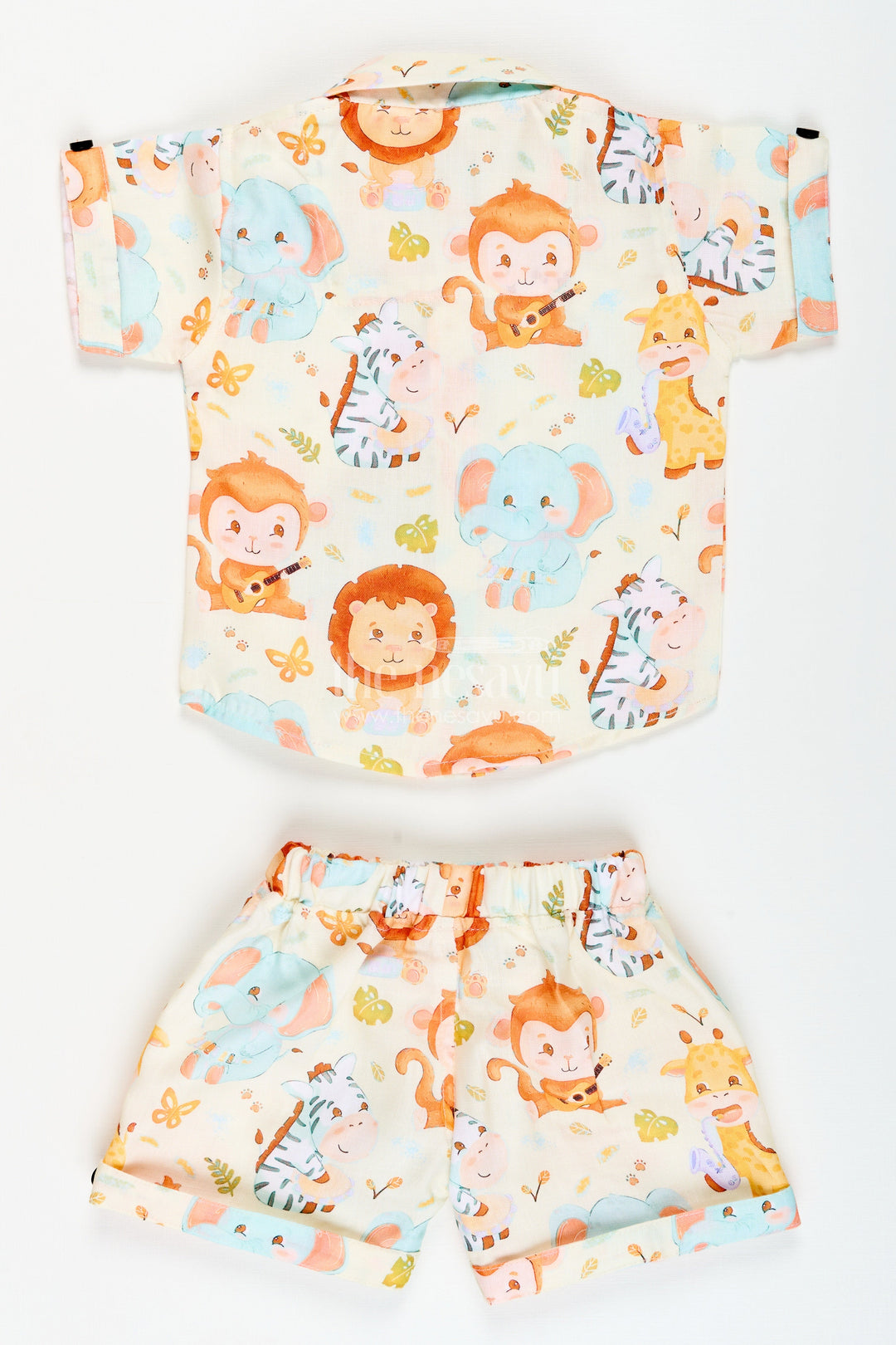 The Nesavu Boys Casual Set Baby Boys Casual Set with Animal Print for Everyday Wear Nesavu Nesavu baby boys cotton casual set digital animal print playdates outings