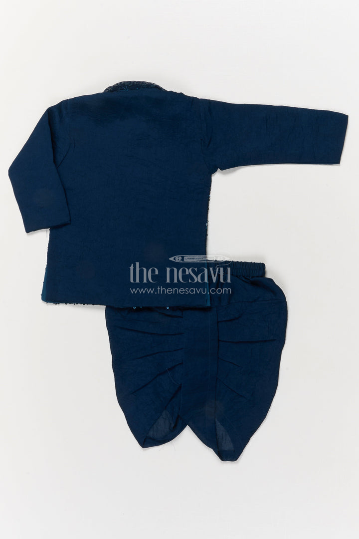 The Nesavu Boys Dothi Set Baby Boys Ethnic Dhoti Set for Festive Dressing and Cultural Programs Nesavu Nesavu baby boys sequin embroidered dhoti set with bird motif for traditional festivals