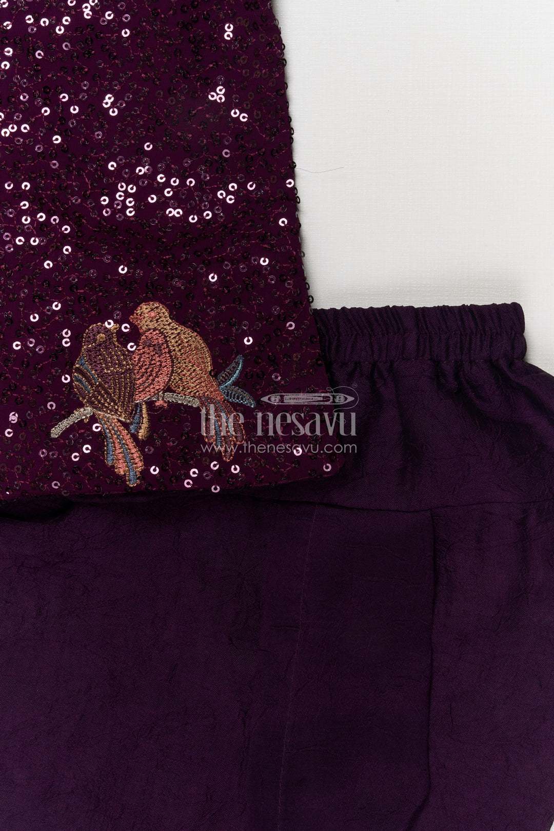 The Nesavu Boys Dothi Set Baby Boys Ethnic Dhoti Set for Weddings and Traditional Celebrations Nesavu Nesavu baby boys sequin embroidered dhoti set with bird motifs for traditional functions