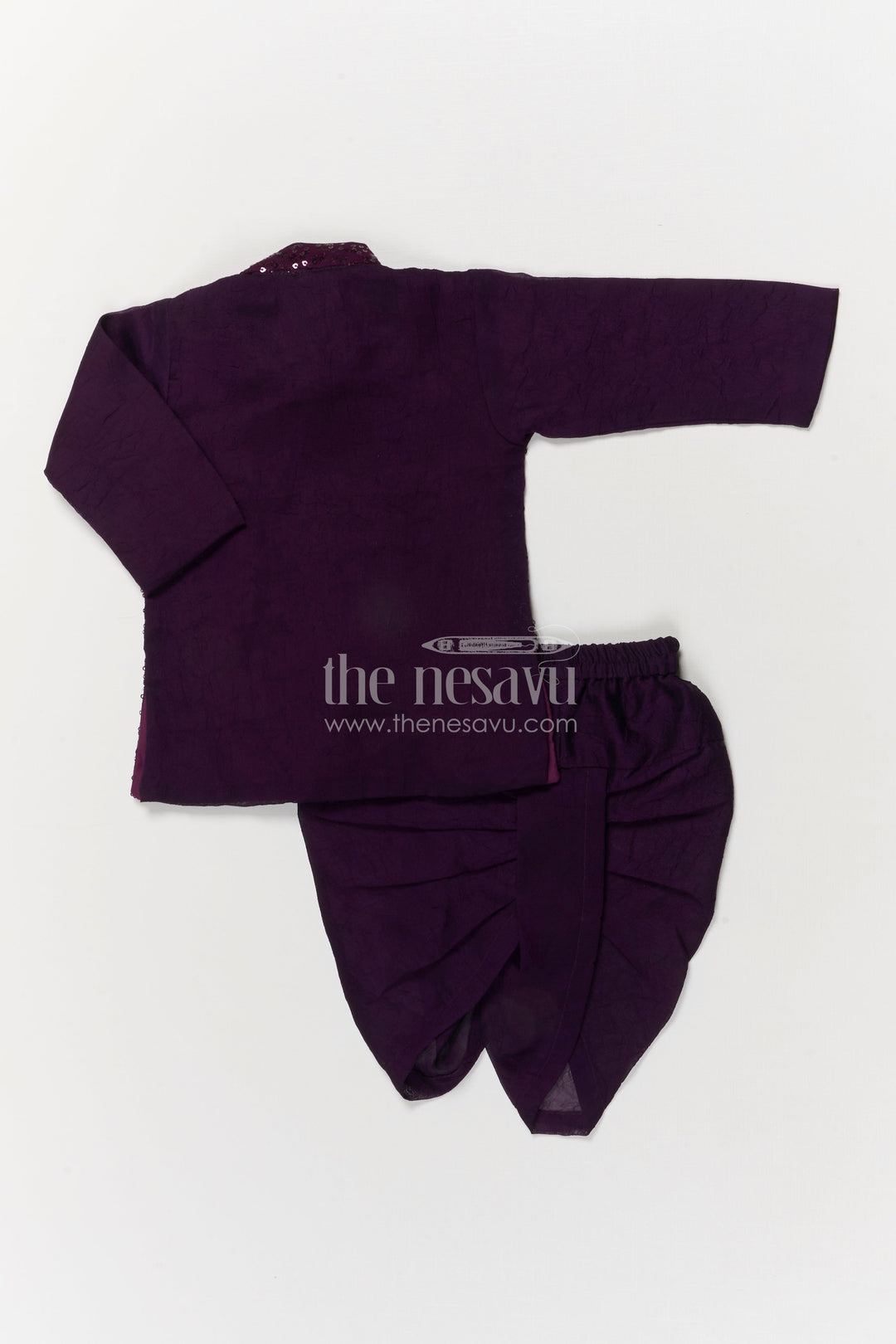 The Nesavu Boys Dothi Set Baby Boys Ethnic Dhoti Set for Weddings and Traditional Celebrations Nesavu Nesavu baby boys sequin embroidered dhoti set with bird motifs for traditional functions