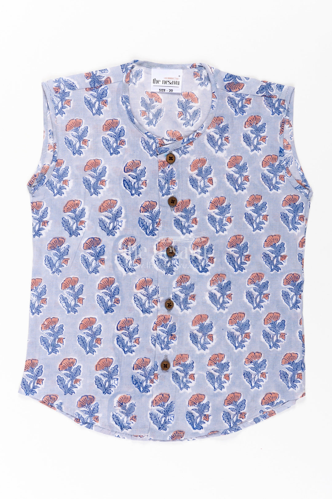The Nesavu Baby Jablas Baby Boys Grey Cotton Jabla with Floral Digital Print and Wooden Buttons in New Born Jabla Style Nesavu New born jabla Grey Cotton Floral Digital Print Wooden Button Finish Baby Boys | The Nesavu