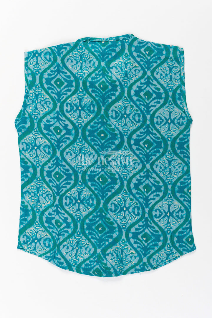 The Nesavu Baby Jablas Baby Boys Sleeveless Rayon Jabla with Wooden Buttons in Baby Boy Clothes Style Nesavu Baby boy clothes Rayon Batik Print Wooden Button Sleeveless Jabla Top | The Nesavu