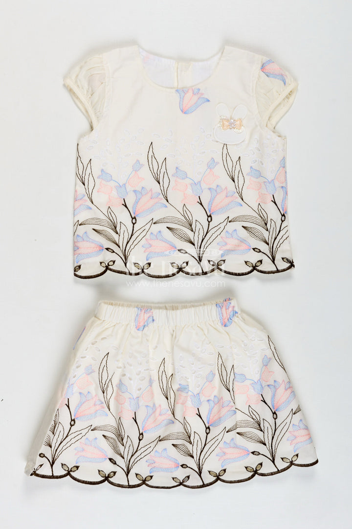 The Nesavu Baby Casual Sets Baby Clothing Set Embroidered Cotton Playwear Nesavu 14 (6M) / Blue BFJ816C-14 Nesavu Baby Girl Cotton Playtime Set Pink Floral Embroidery Cute Bunny Patch Detail