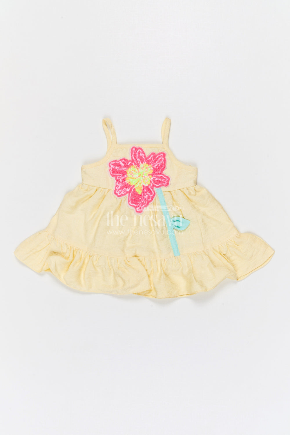 The Nesavu Baby Cotton Frocks Baby Cotton Frock for Birthday and Family Celebrations Nesavu 14 (6M) / Yellow / Bubble BFJ957A-14 Nesavu baby bubble crepe cotton frock for birthday and festive wear