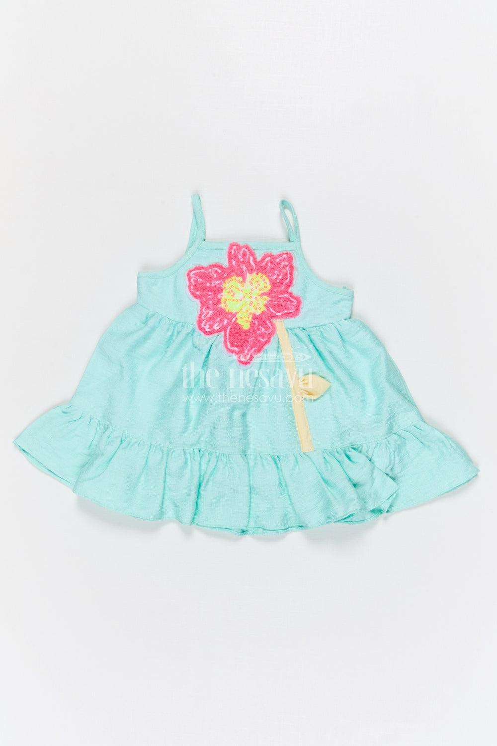 The Nesavu Baby Cotton Frocks Baby Cotton Frock for Birthday and Summer Outings Nesavu 14 (6M) / Green / Bubble BFJ957B-14 Nesavu baby bubble crepe cotton frock for birthday and summer wear