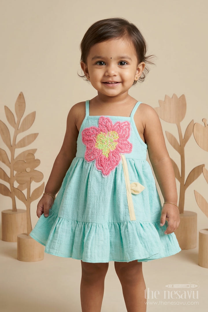 The Nesavu Baby Cotton Frocks Baby Cotton Frock for Birthday and Summer Outings Nesavu 14 (6M) / Green / Bubble BFJ957B-14 Nesavu baby bubble crepe cotton frock for birthday and summer wear