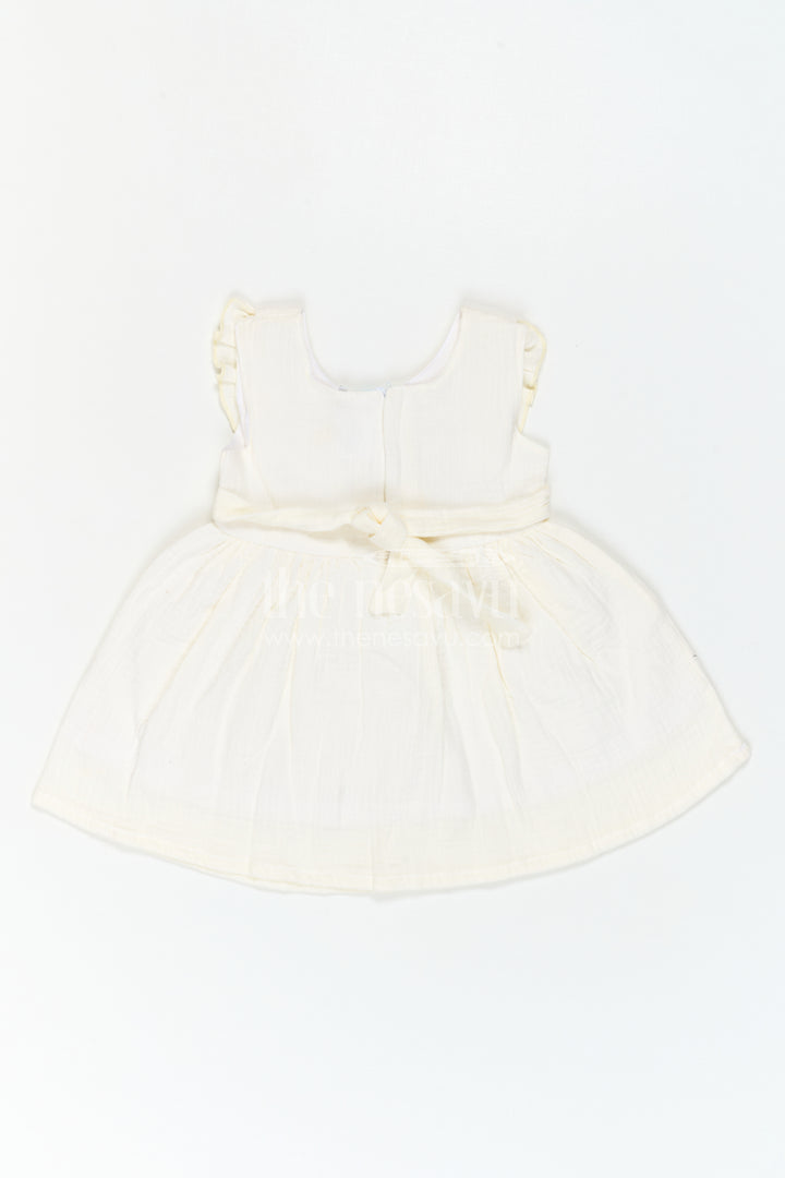 The Nesavu Baby Cotton Frocks Baby Cotton Frock for First Birthday Photoshoot Nesavu Nesavu Baby Cotton Frock For First Birthday Photoshoot With Floral Thread Embroidery And Ruffles
