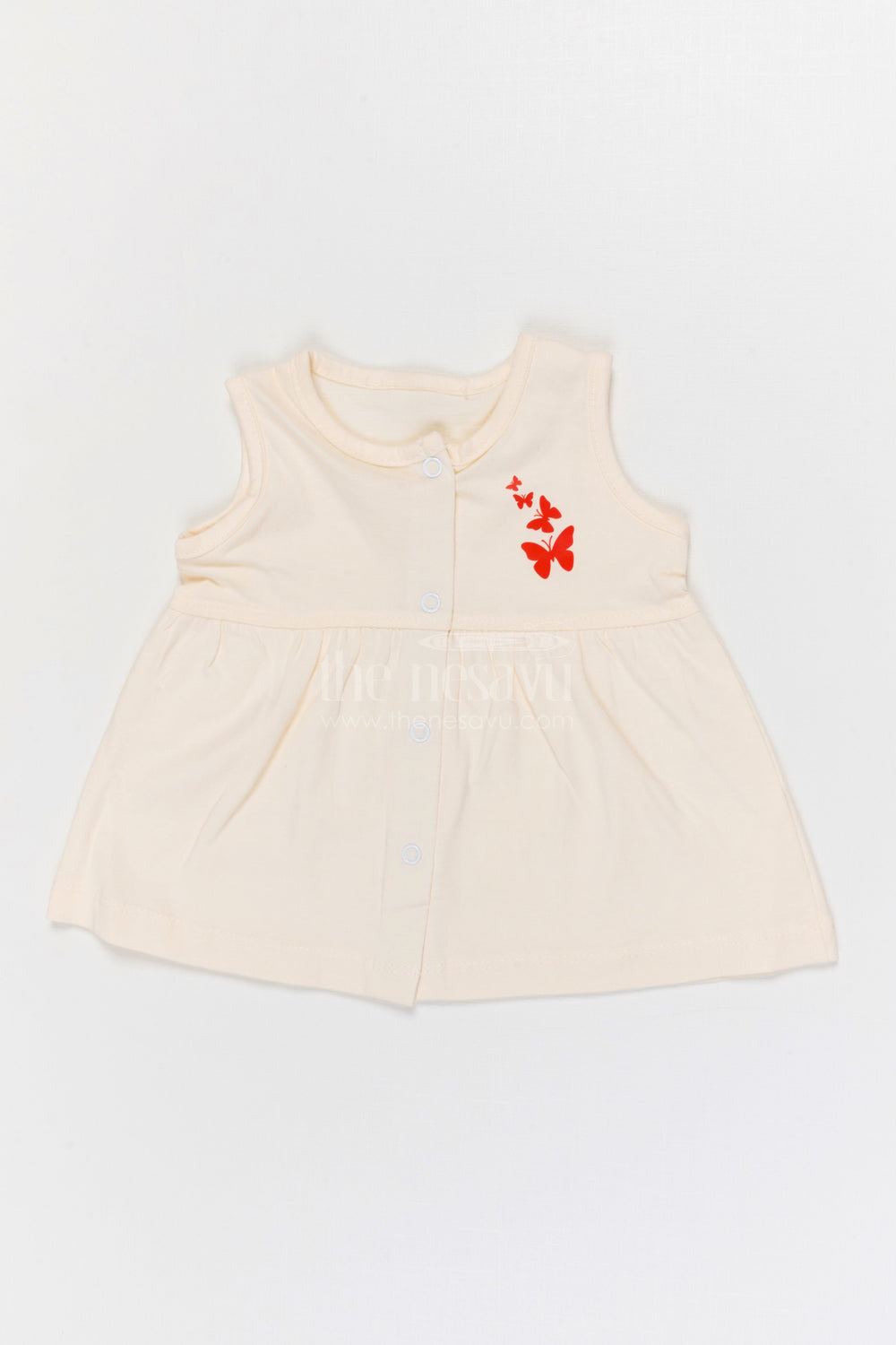 The Nesavu Baby Frocks Baby Cotton Frock for Summer Outings and Daycare Nesavu 10 (NB) / Half white / Cotton BFJ949A-10 Nesavu Baby Girl Cotton Frock For Summer Wear Sleeveless Jersey Dress