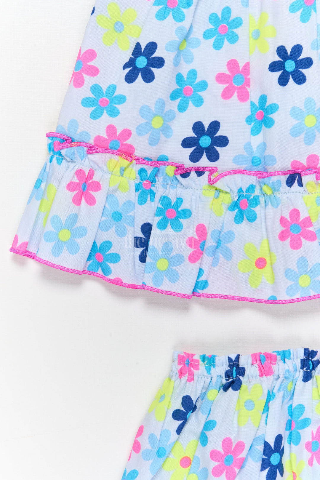 The Nesavu Baby Cotton Frocks Baby Cotton Frock Set for Toddler Girls Summer Outings Nesavu Nesavu baby cotton frock set for toddler girls with multicolor digital print and bloomers