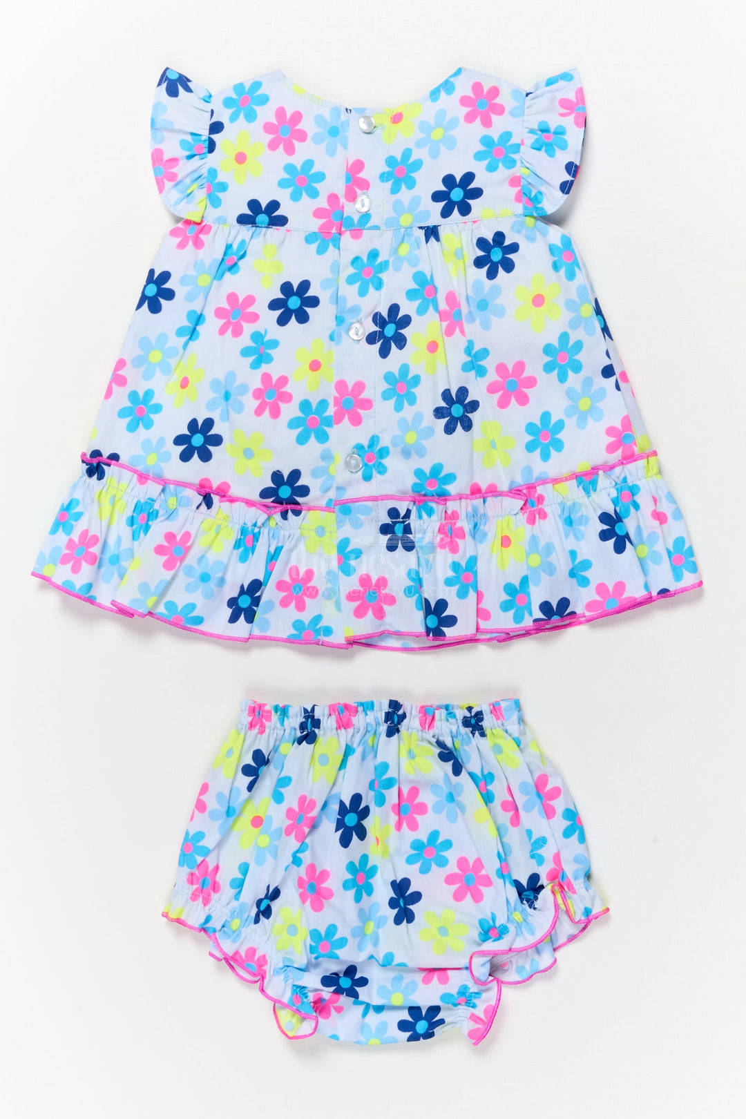 The Nesavu Baby Cotton Frocks Baby Cotton Frock Set for Toddler Girls Summer Outings Nesavu Nesavu baby cotton frock set for toddler girls with multicolor digital print and bloomers