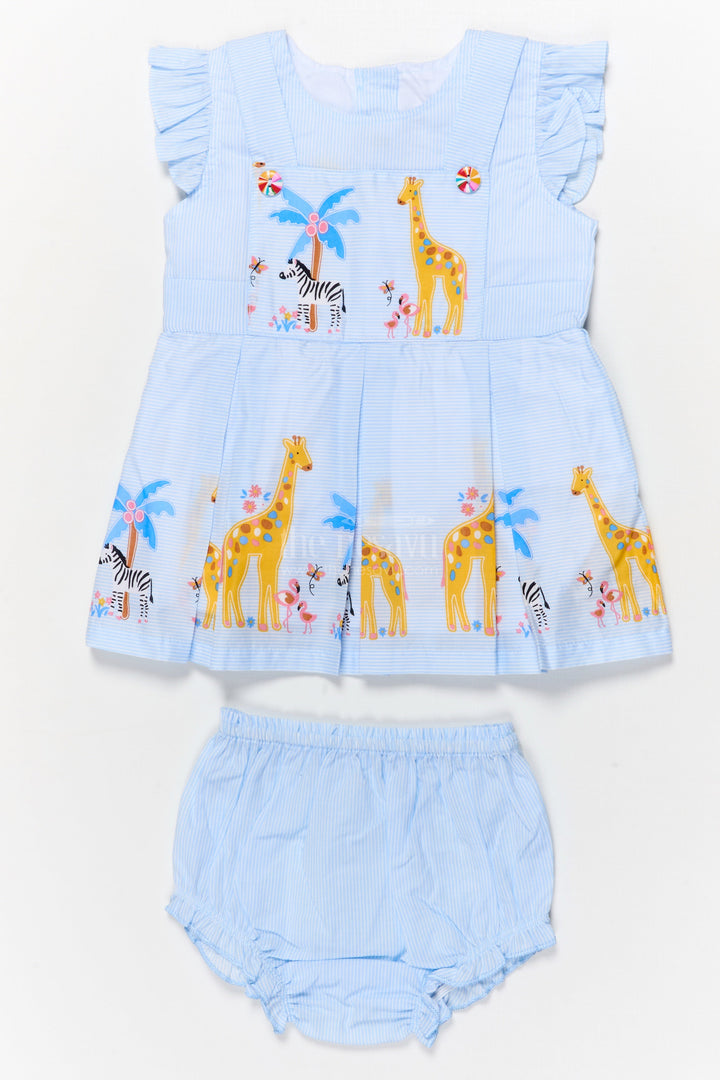 The Nesavu Baby Cotton Frocks Baby Cotton Frock with Diaper Cover for Summer Outings Nesavu 16 (1Y) / Blue / Cotton Blend BFJ914A-16 Nesavu baby cotton frock with diaper cover for summer travel and everyday comfort