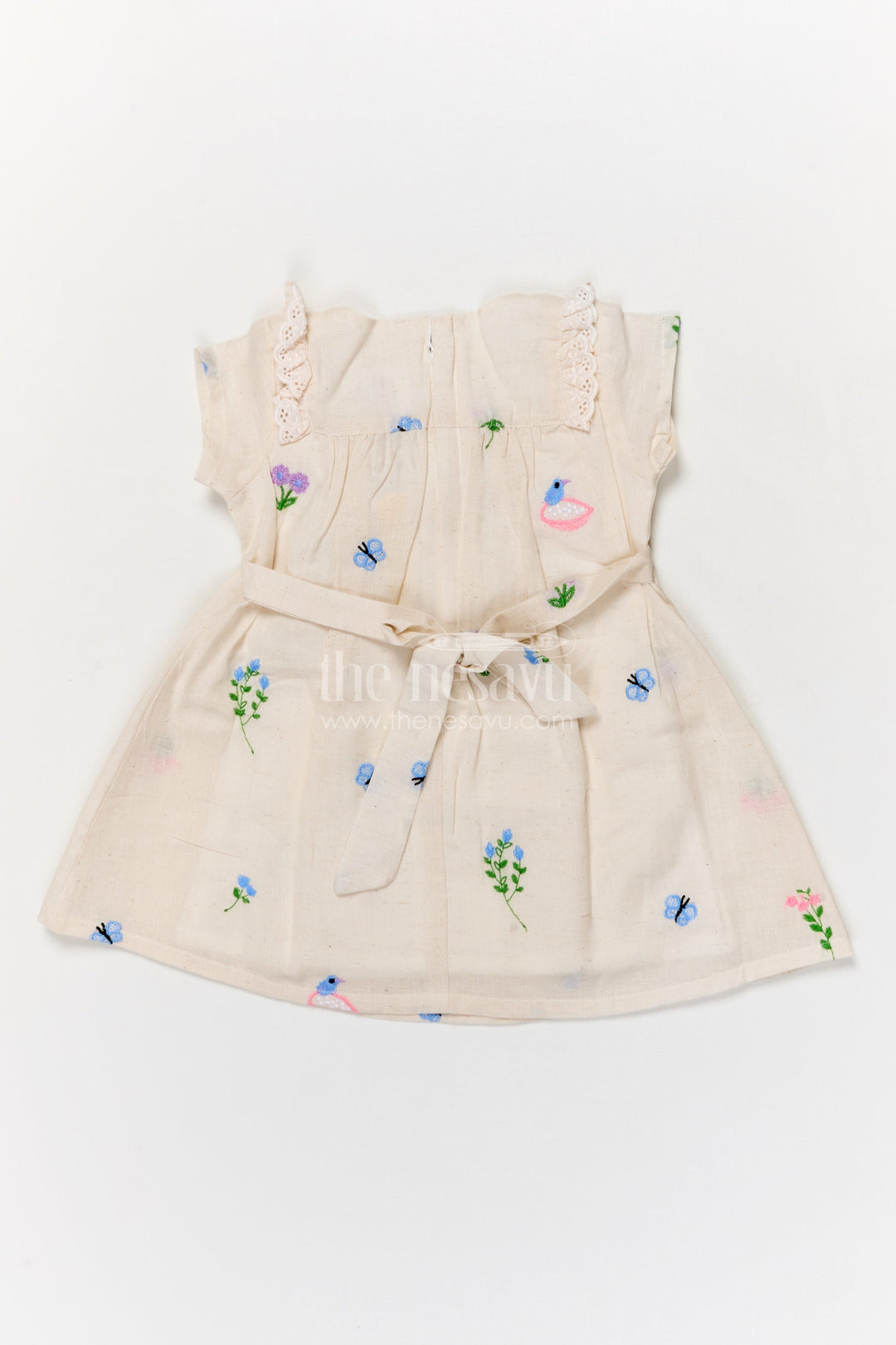 The Nesavu Baby Cotton Frocks Baby Cotton Frock with Embroidery for Casual Outings and Summer Comfort Nesavu Nesavu baby cotton frock with floral embroidery and lace detailing for everyday wear
