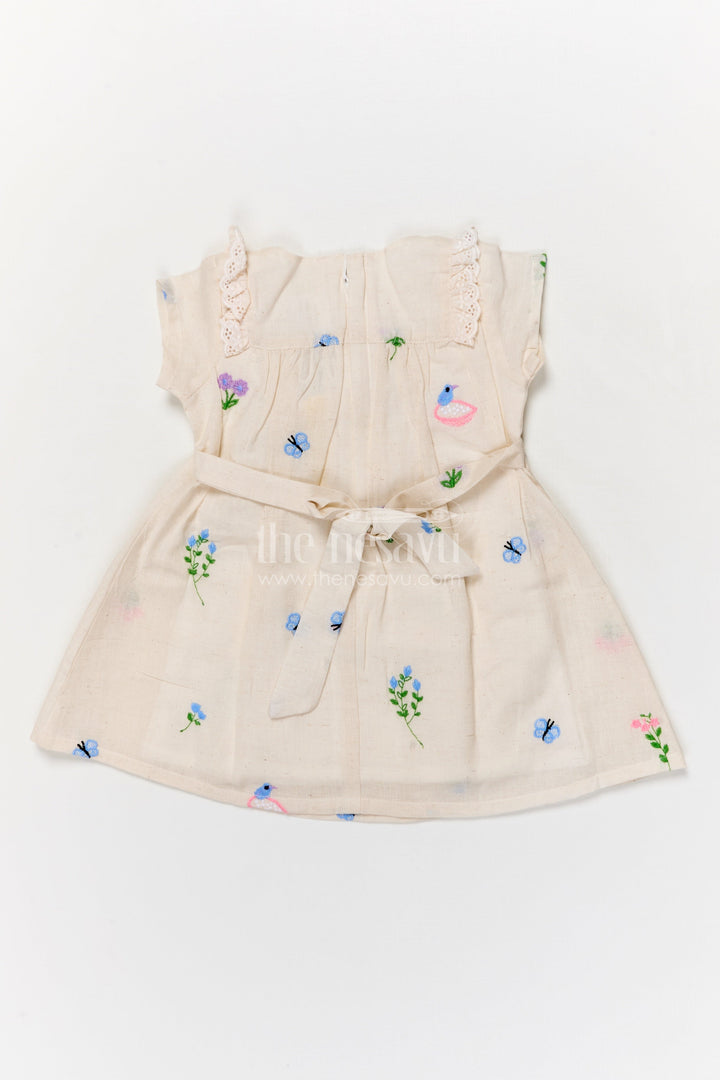 The Nesavu Baby Cotton Frocks Baby Cotton Frock with Embroidery for Casual Outings and Summer Comfort Nesavu Nesavu baby cotton frock with floral embroidery and lace detailing for everyday wear