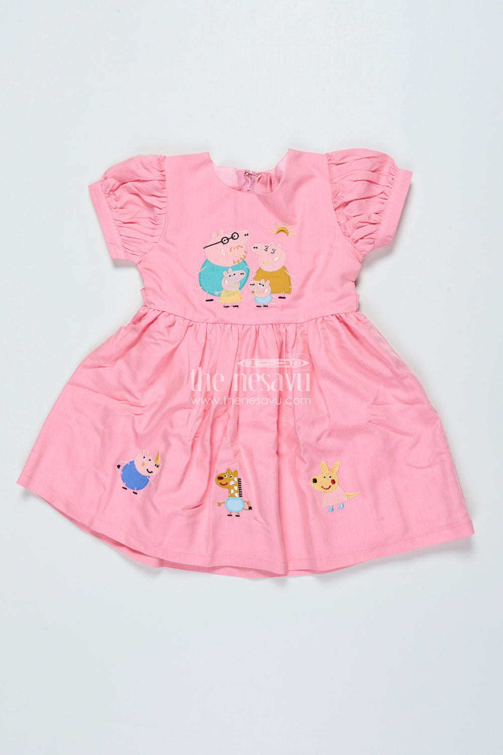 The Nesavu Baby Cotton Frocks Baby Cotton Frock with Peppa Pig Embroidery for Casual Days and Playtime Nesavu 16 (1Y) / Pink GFC1911B-16 Nesavu baby cotton frock Peppa Pig embroidery perfect playdates everyday comfort