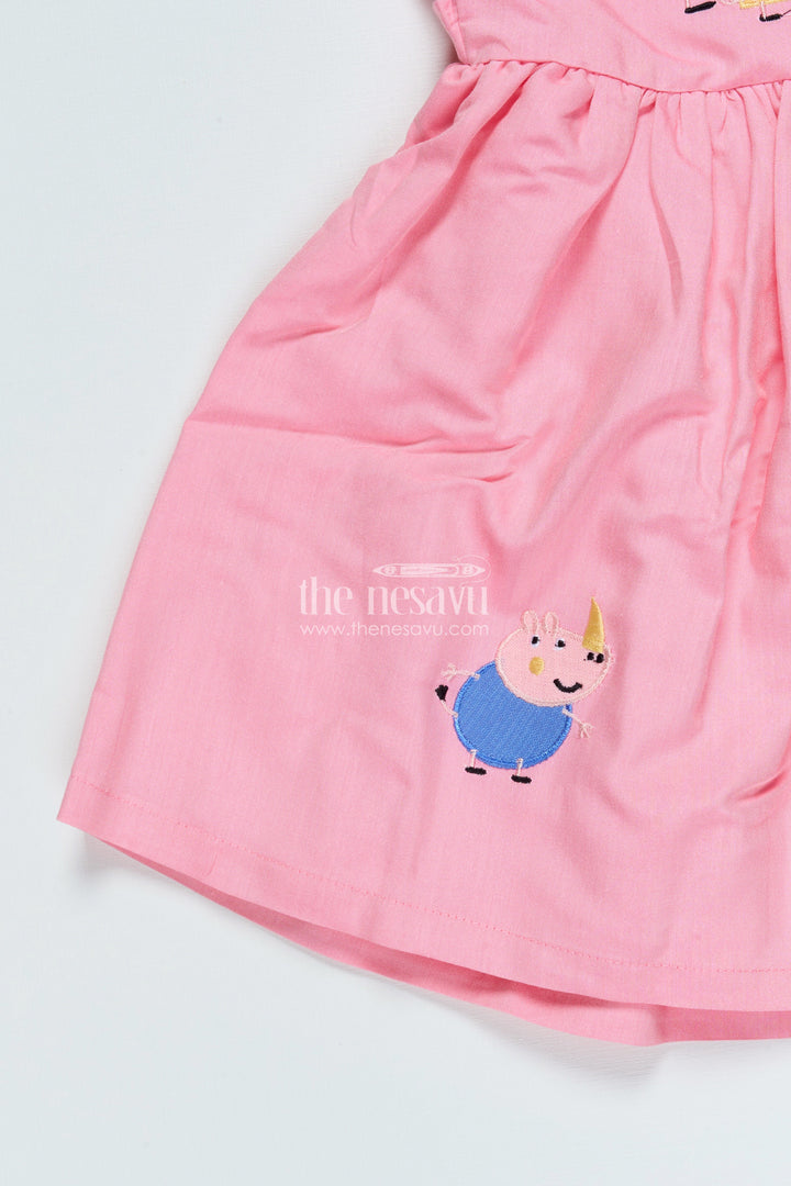 The Nesavu Baby Cotton Frocks Baby Cotton Frock with Peppa Pig Embroidery for Casual Days and Playtime Nesavu Nesavu baby cotton frock Peppa Pig embroidery perfect playdates everyday comfort