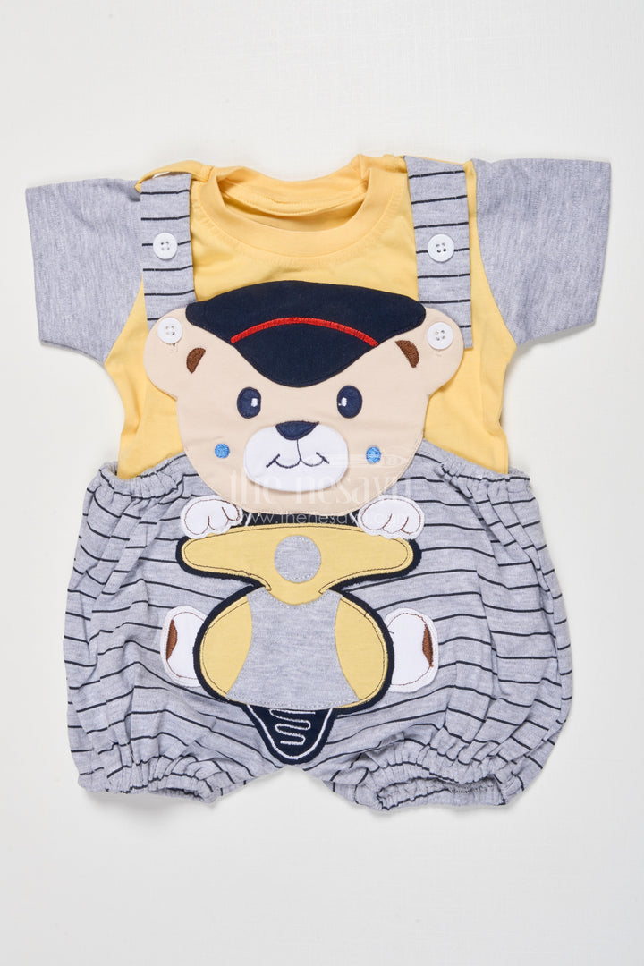 The Nesavu Baby Dungarees Baby Dungaree Set in Cotton for All-day Comfort and Play Nesavu 14 (6M) / Yellow BCS508B-14 Nesavu baby dungaree cotton set playful design casual outings daily play
