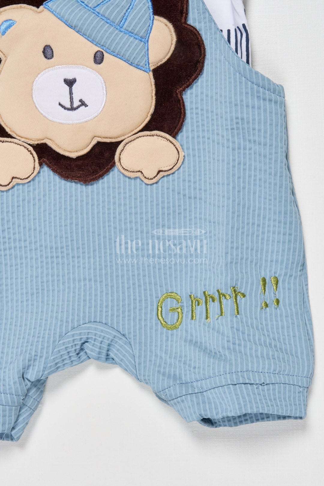 The Nesavu Baby Dungarees Baby Dungaree Set with Embroidered Bear Motif for Daily Cuteness Nesavu Nesavu embroidered baby dungaree cotton set bear motif  perfect everyday outings play